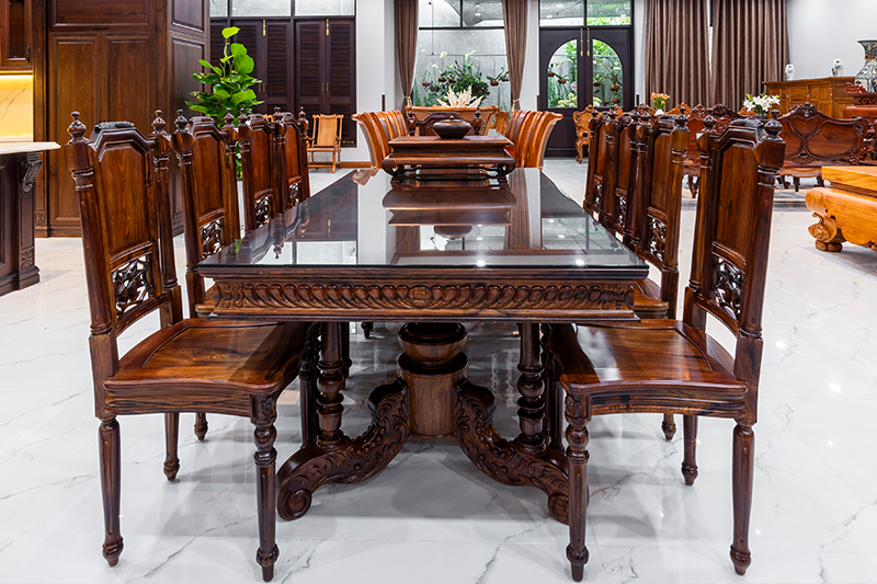 Bàn ăn gỗ cẩm lai lào